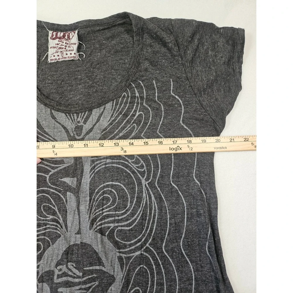 Sure Charcoal Gray Whimsigoth Psychedelic Spirit Graphic T-Shirt Dress Lg